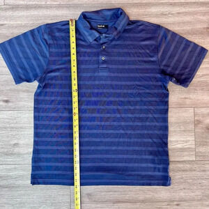 Bolle Men's Blue Striped Three Button Placket Short‎ Sleeve Polo Size Large